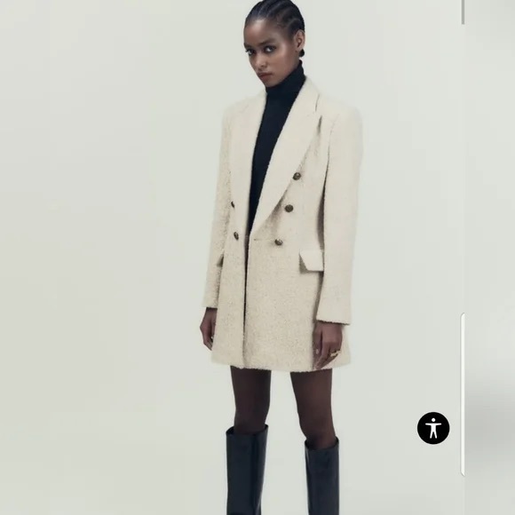 Zara Longline Wool Blend Boucle Blazer, XS - Picture 2 of 6